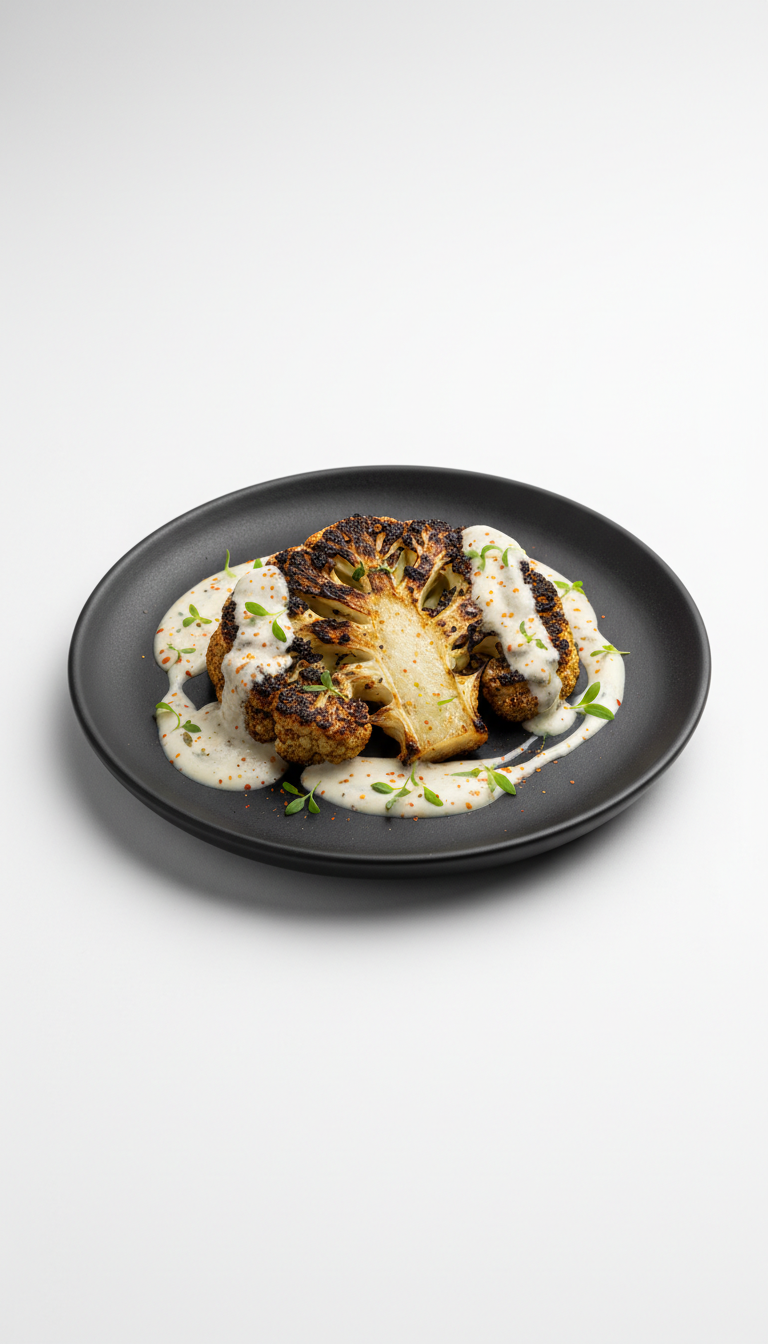 Geröstetes Blumenkohl-Steak mit Tahini-Mist