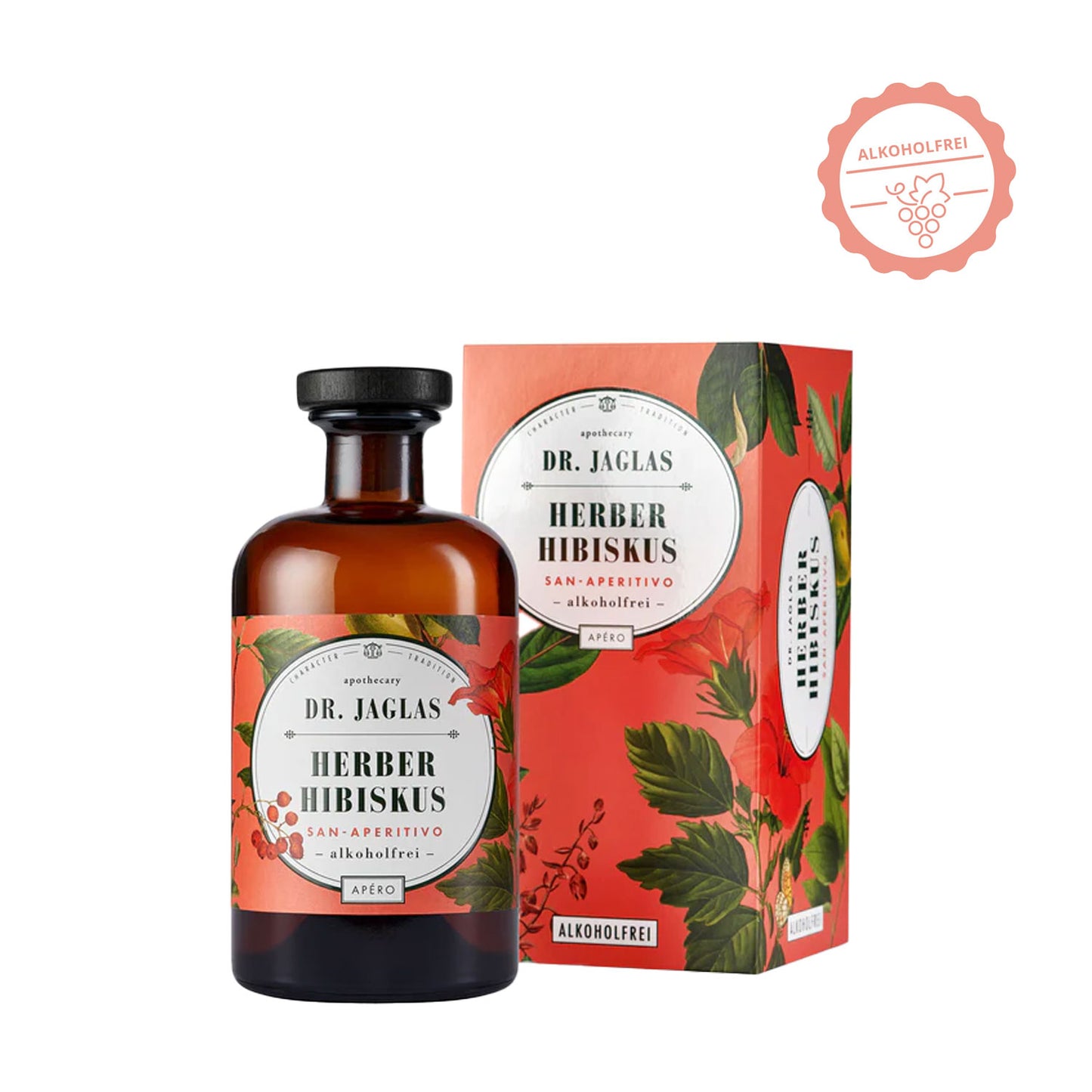 Dr. Jaglas Herber Hibiskus Alkoholfreier Aperol 0,5l Inklusive Geschenkverpackung